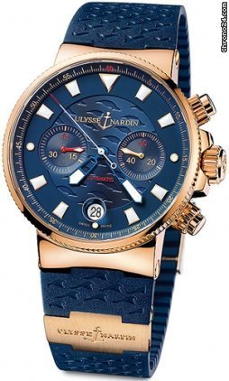 Ulysse Nardin BLUE SEAL MAXI MARINE CHRONOGRAPH ROSE GOLD BLUE RUBBER LTD watches