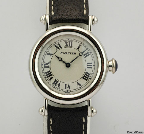 Cartier Platinum case White Roman dial DIABOLO Unisex w/watch watches