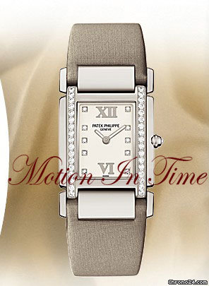 Patek Philippe 4920G TWENTY~4 LADIES' WHITE GOLD DIAMOND ON SATEEN STRAP watches