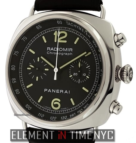 Panerai Radiomir Chronograph Pam 288 Steel On Strap Black Dial watches