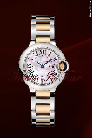 Cartier BALLON BLEU LADIES' ROSE GOLD & STAINLESS STEEL MOP DIAL NEW watches