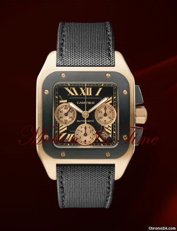 Cartier SANTOS 100 XL CHRONOGRAPH ROSE GOLD &BLACK CARBON LIMITED ED watches