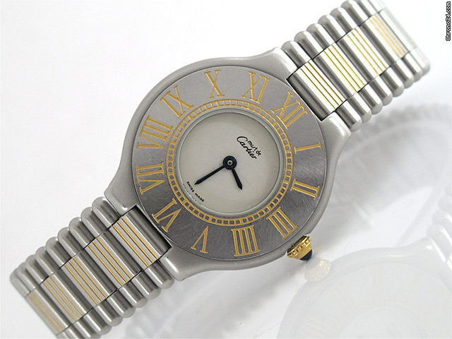 Cartier Damen "21 MUST DE CARTIER" Edelstahl / Gelbgold Quarz watches