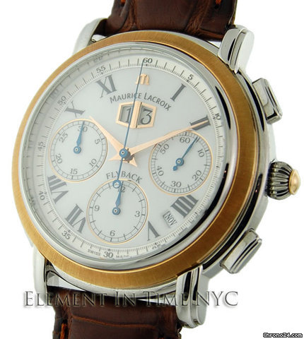 Maurice Lacroix Masterpiece Flyback Annuaire Chrono 18kt Rose Gold Bezel B+P watches