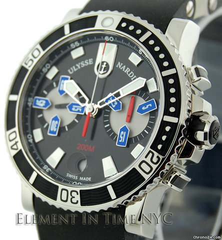 Ulysse Nardin Maxi Marine Diver Chrono Rubber Bracelet 8003-102-3/92 B+P watches
