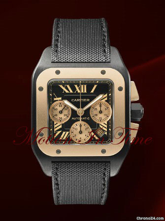 Cartier SANTOS 100 XL CHRONOGRAPH BLACK CARBON & ROSE GOLD NEW 2011 watches