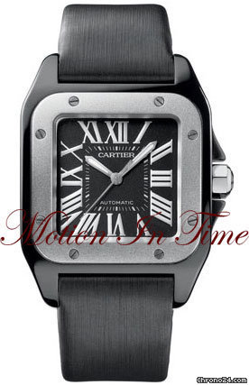 Cartier SANTOS 100 mm - MIDSIZE BLACK CERAMIC & TITANIUM SPECIAL ED. watches