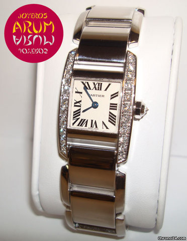 Cartier Tank Oro Blanco y Brillantes Mediano watches