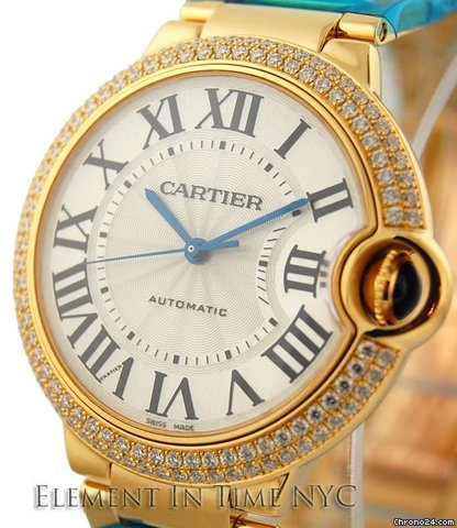 Cartier Ballon Bleu 36mm Yellow Gold Automatic Diamond Bezel watches