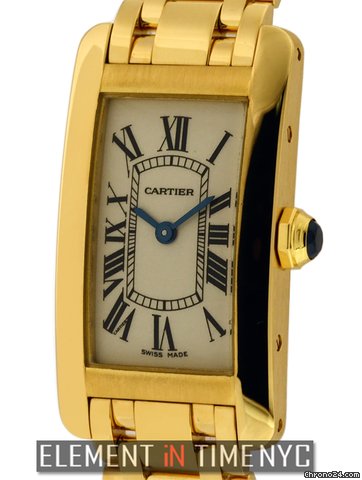 Cartier Tank Americaine Ladies 18K Yellow Gold W26015K2 B+P watches