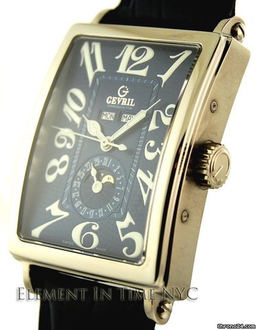 Gevril Avenue of Americas Triple Calendar Moonphase Blue Dial watches