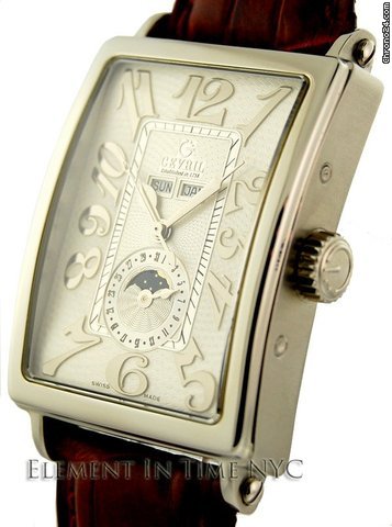 Gevril Avenue of Americas Triple Calendar Moonphase Silver Dial watches