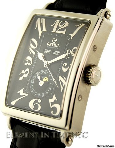 Gevril Avenue of Americas Triple Calendar Moonphase Black Dial watches