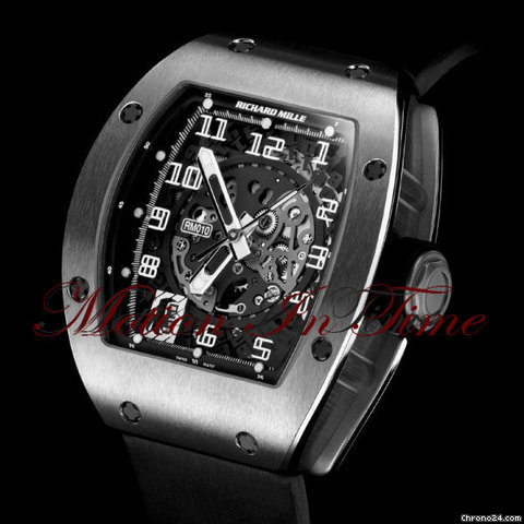 Richard Mille RM-10 TITANIUM AUTOMATIC SKELETON ON BLACK AERO RUBBER STRAP watches