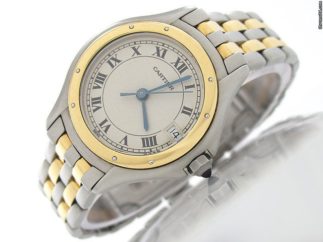 Replica Cartier Damen "RONDE" Edelstahl / Gelbgold Quarz Watch