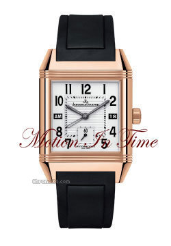 Jaeger-LeCoultre REVERSO SQUADRA HOMETIME GMT ROSE GOLD ON RUBBER STRAP watches
