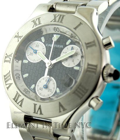 Cartier Must 21 Chronograph Stainless Steel Black Dial W10172T2 watches