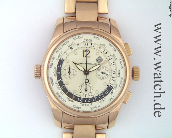 Girard Perregaux WW.TC Weltzeit Chronograph 18kt Rosegold 43mm Ungetragen watches
