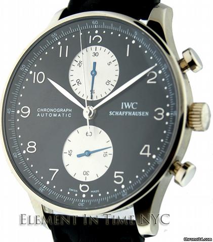 IWC Portuguese Chrono Black Dial 18k White Gold watches