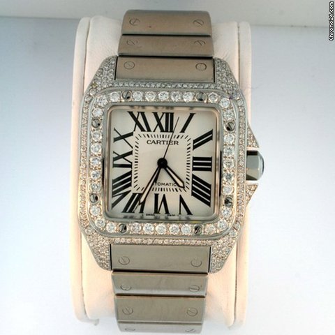 Cartier Santos 100 W200737G Diamond Bezel Pre-Owned watches