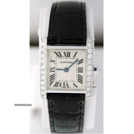 Cartier Tank Fransaise Ladies Pre-Owned White Gold Diamond watches