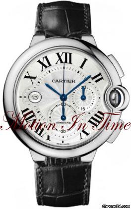 Cartier BALLON BLEU WHITE GOLD CHRONOGRAPH AUTO SKELETON BACK 47mm watches