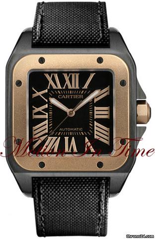 Cartier SANTOS 100 XL MEN'S BLACK CARBON & ROSE GOLD NEW watches