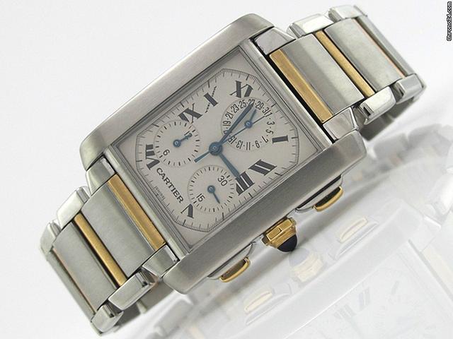 Cartier Herren "TANK FRANCAISE CHRONO" Edelstahl / GG Quarz watches