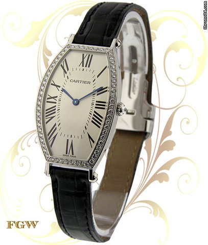 Cartier Louis Cartier Large Tonneau, White Gold, Diamond Bezel watches