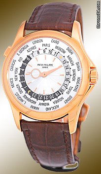 Patek Philippe Gent's 18K Rose World Timer Strapwatch watches