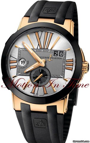 Ulysse Nardin EXECUTIVE DUAL TIME GMT ROSE GOLD 43mm SILVER DIAL ON RUBBER watches