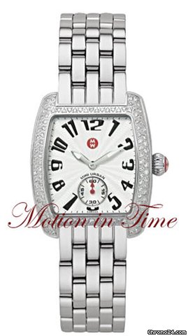 Michele Mini Urban Stainless Steel on Bracelet, Diamond Bezel watches