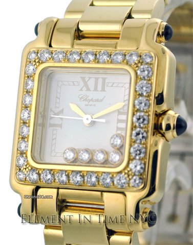 Chopard Happy Sport Square 18k YG 5 Diamonds watches