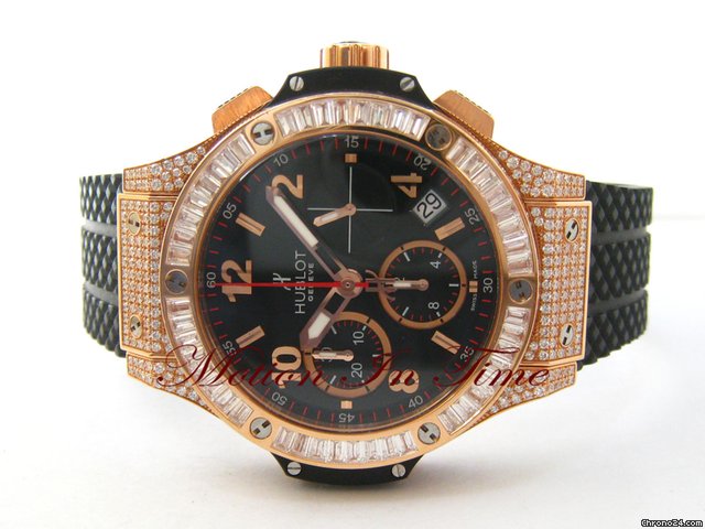 Hublot BIG BANG ROSE GOLD BAGUETTE DIAMOND 41mm BLACK RUBBER NEW watches
