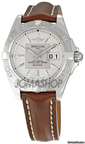 Breitling Galactic 41 Silver Dial Brown Leather Strap Mens Watch A49350L2-G699BRLD watches