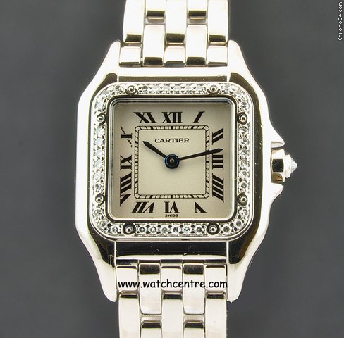 Cartier 18k White Gold Diamond Bezel Ladies Panthere watches