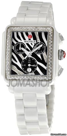 Michele Deco White Ceramic Zebra Dial Ladies Watch MWW06F000010 watches