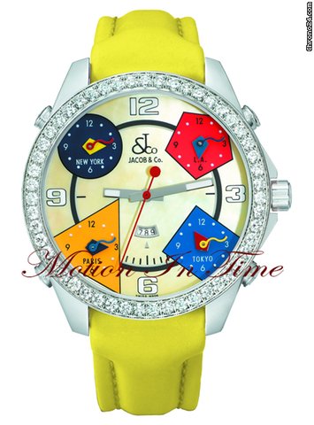 Jacob & Co. The Five Time Zone Watch Stainless Steel w/ 5.00ct Diamond watches