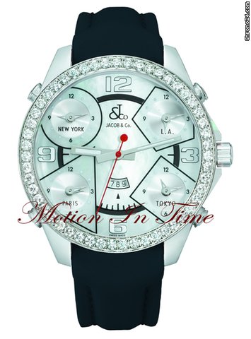 Jacob & Co. The Five Time Zone Watch Stainless Steel w/ 3.25ct Diamond watches
