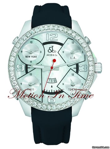 Jacob & Co. The Five Time Zone Watch Stainless Steel w/ 5.00ct Diamond watches