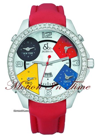 Jacob & Co. The Five Time Zone Watch Stainless Steel w/ 3.25ct Diamond watches