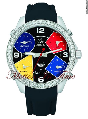 Jacob & Co. The Five Time Zone Watch Stainless Steel w/ 3.25ct Diamond watches