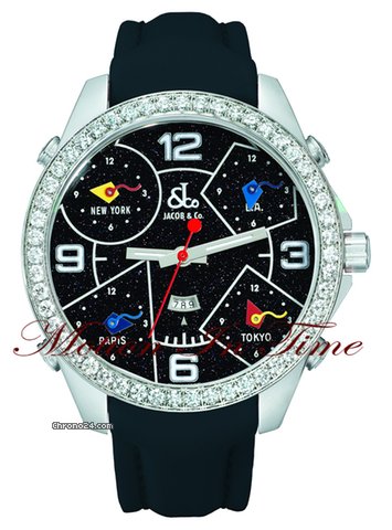 Jacob & Co. The Five Time Zone Watch Aventurine Dial w/ 3.25ct Diamond watches