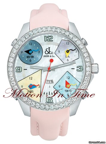 Jacob & Co. The Five Time Zone Watch Pastel Dial w/ 5.00ct Diamond watches
