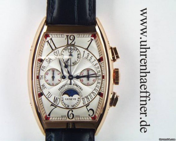 Franck Muller Cintree Curvex Ewiger Kalender Chronograph Rosegold 49x35mm watches