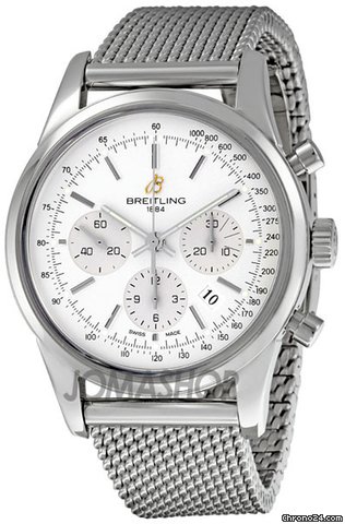 Breitling Transocean Silver Dial Chronograph Mens Watch AB015112-G715SS watches