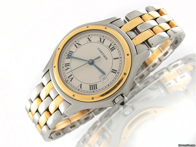 Cartier "PANTHERE COUGAR" HERREN 2 Streifen Gold /Stahl watches