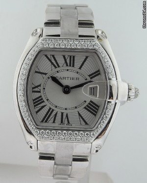 Cartier 18k WG Diamond Bracelet Wristwatch Lady's ROADSTER watches