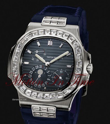 Patek Philippe 5724G NAUTILUS WHITE GOLD BAGUETTE DIAMOND MOONPHASE - RARE watches