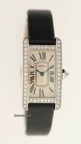 Cartier Tank Americain PM White gold Diamonds watches